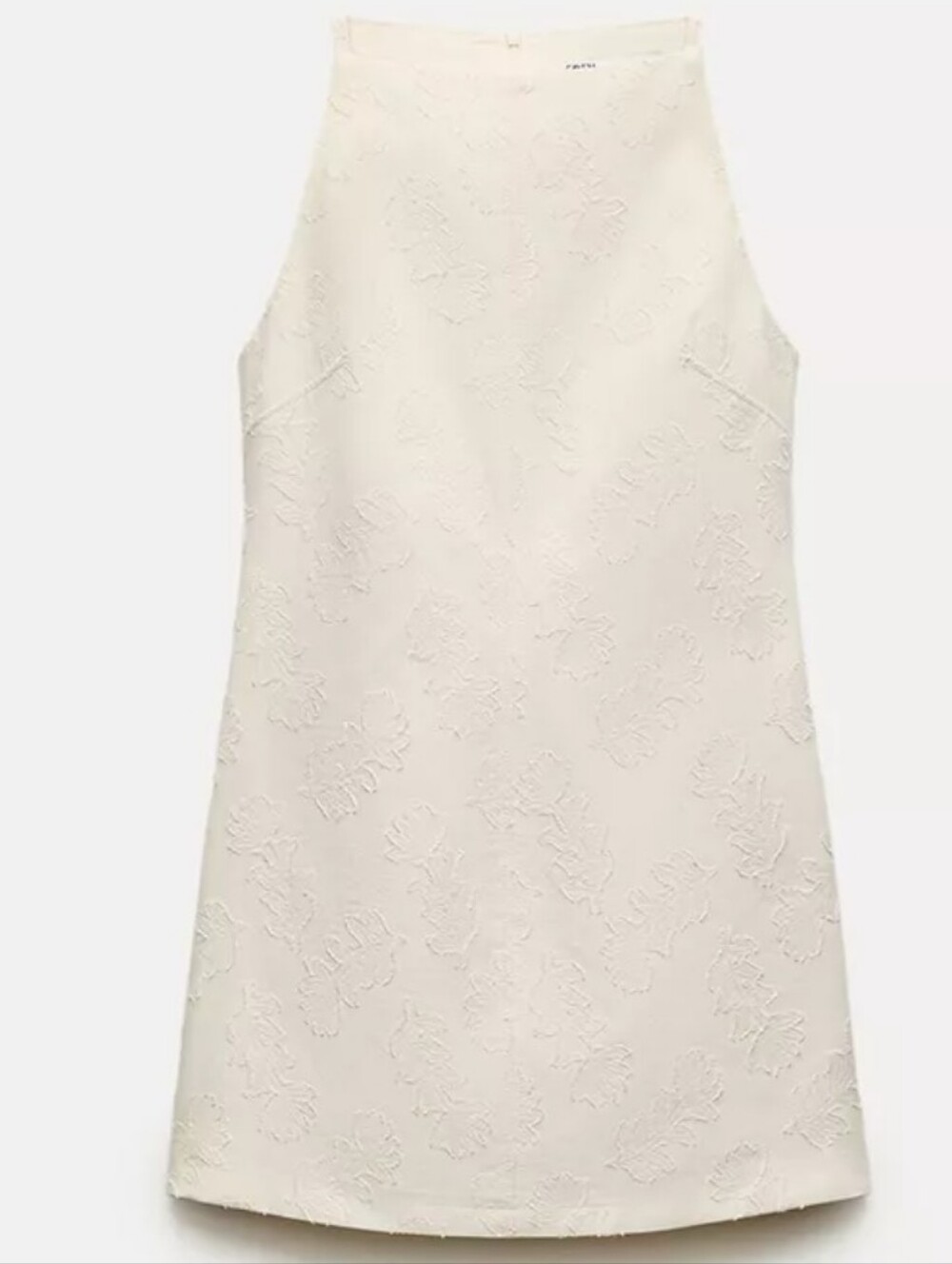 NWT ZARA Jacquard Floral Embroidered Sleeveless Shift Dress Size XS Cream Ivory - Picture 5 of 16